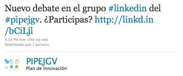 Twitter Plan Innovación Pública País Vasco