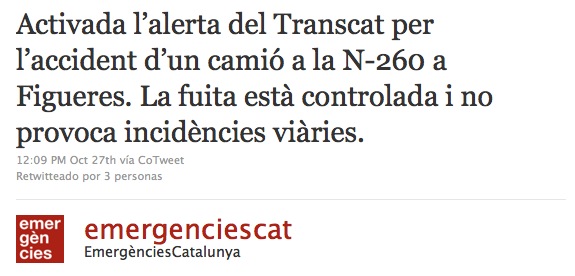 Twitter Emergències Gencat