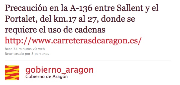 Twitter Gobierno de Aragón Twitter Gobierno de Aragón