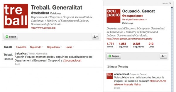 Twitter antiguo Departament de Treball de la Generalitat de Catalunya
